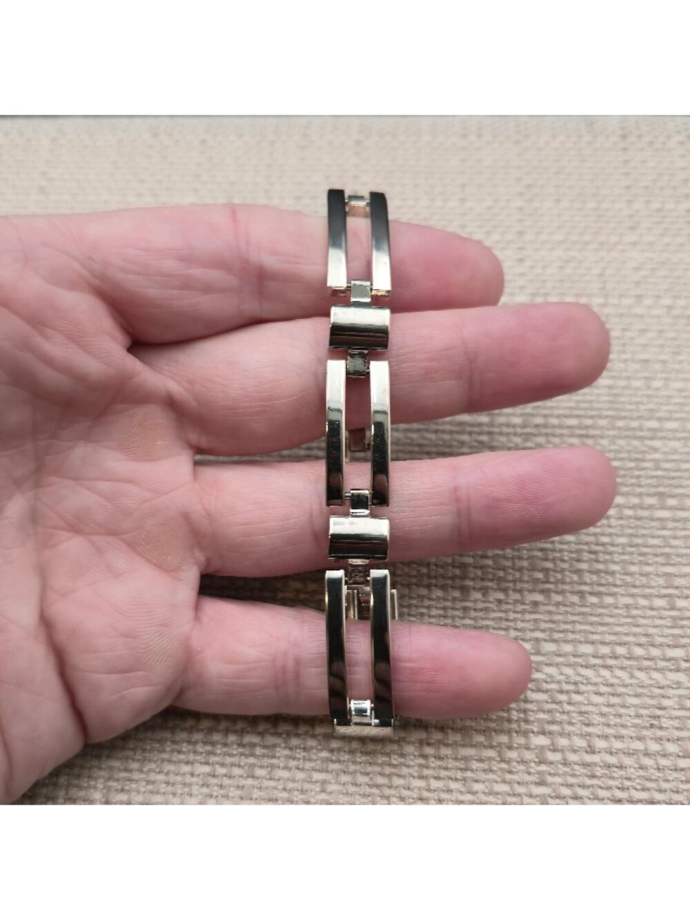 7 Inch Sterling Silver Heavy Open Panel Rectangular Bar Link Gate Bracelet A8809